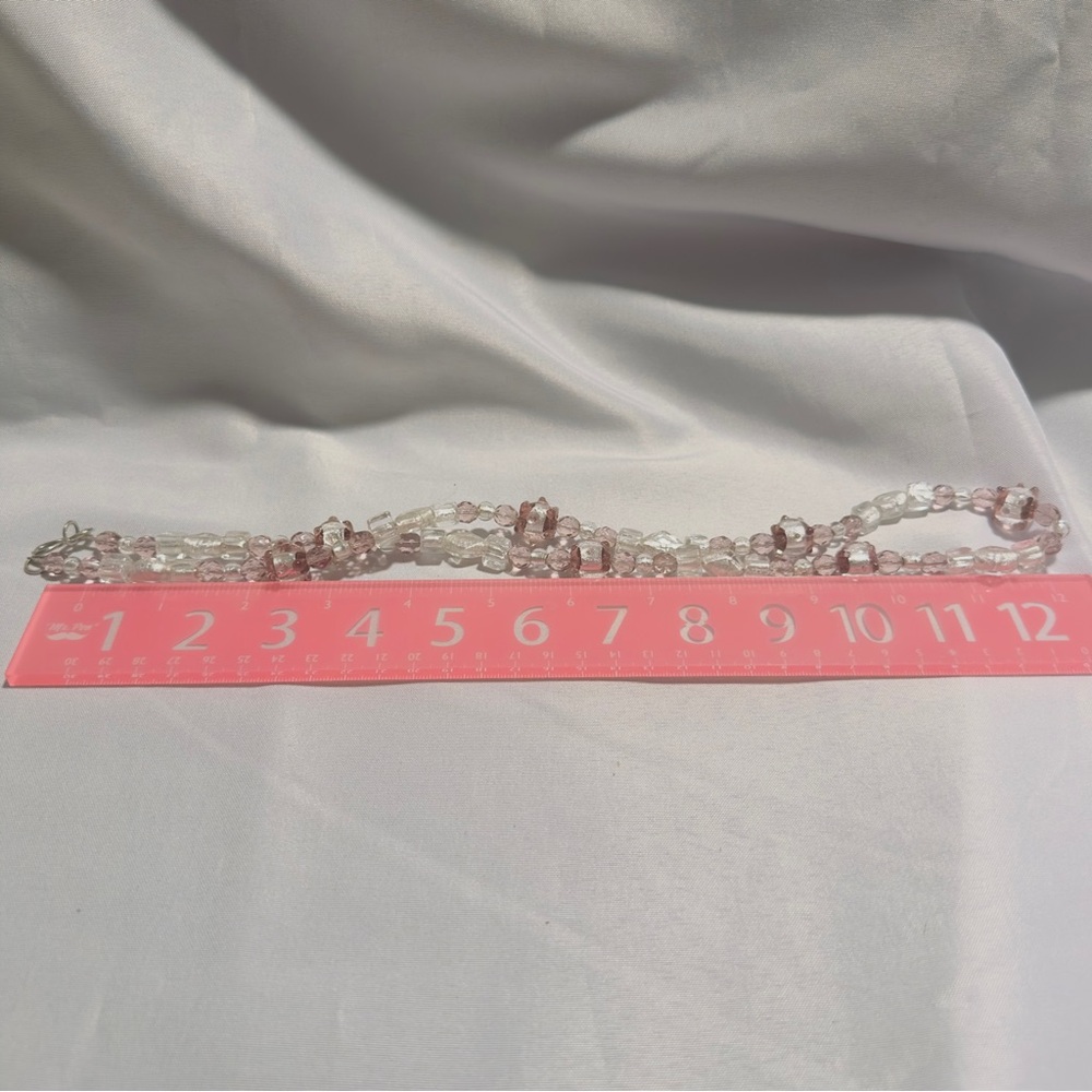 JBB Joshua Ben Bassat Signed Glass Bead Necklace, 21" L Purple & Pearl Colors - Picture 5 of 7